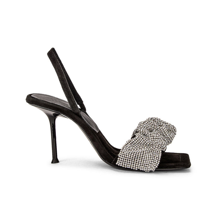RAFIA Diamante Mid Heel Sandals - 7cm