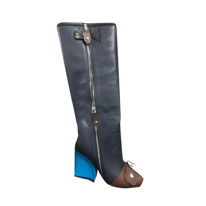 RAFOU Zip Leather Knee High Boots