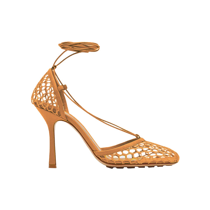 RAHOR Lace Up Fishnet High Heel Sandals