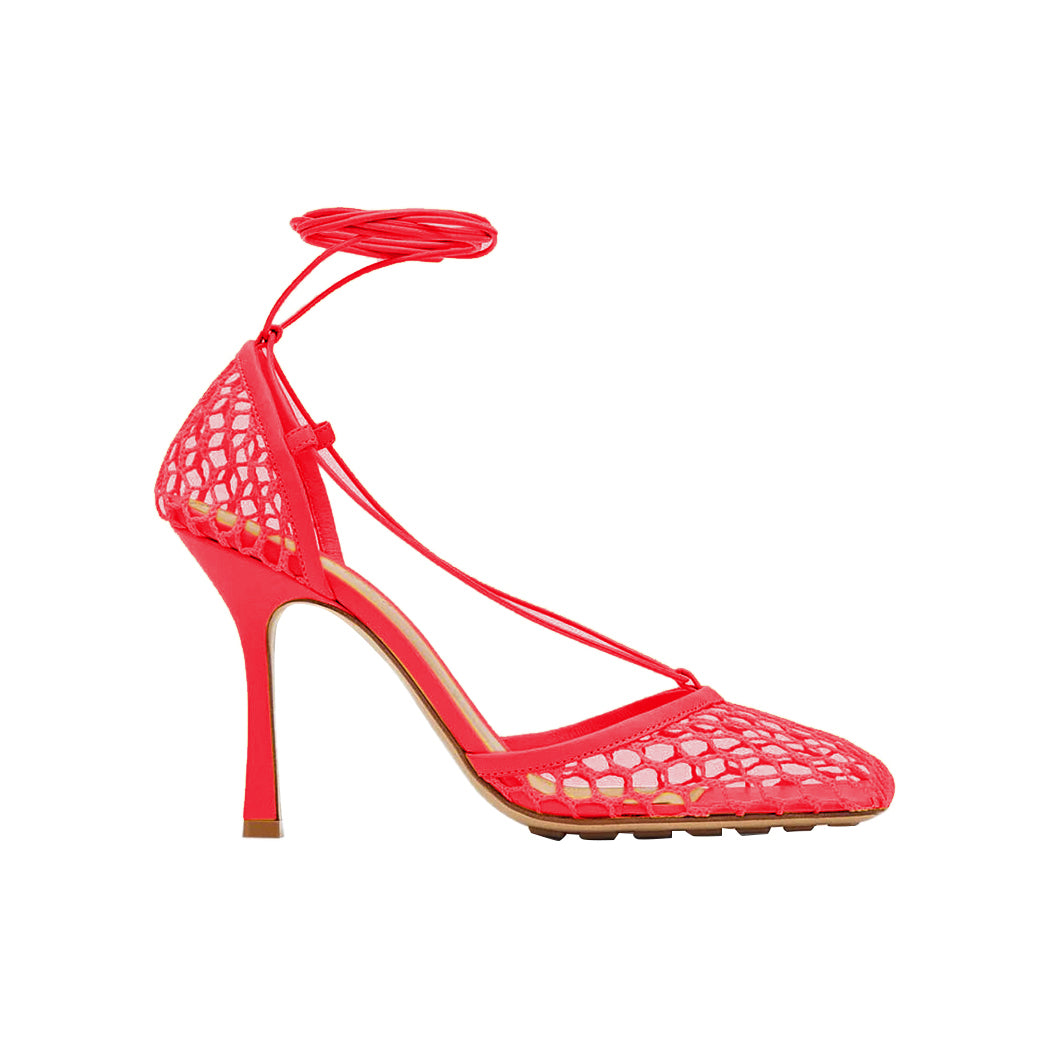 RAHOR Lace Up Fishnet High Heel Sandals - ithelabel.com
