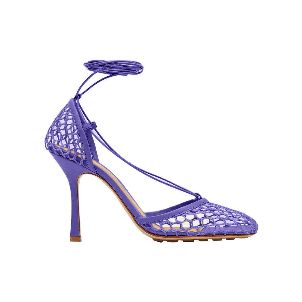 RAHOR Lace Up Fishnet High Heel Sandals - ithelabel.com