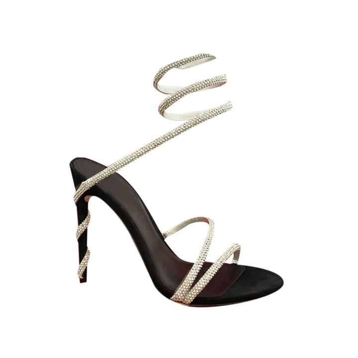 NAVYI Diamante Ankle Wrap High Heel Sandals - 10cm