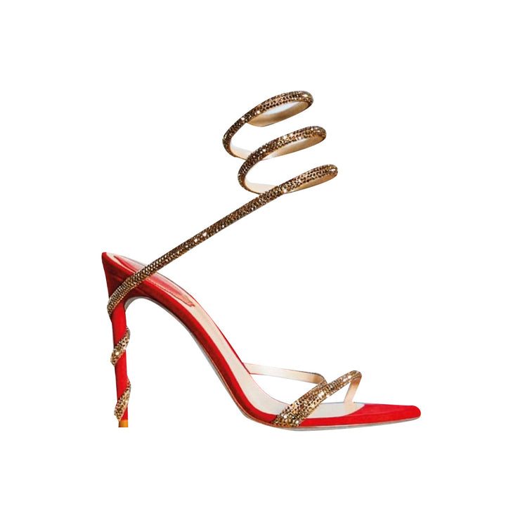 NAVYI Diamante Ankle Wrap High Heel Sandals - 10cm