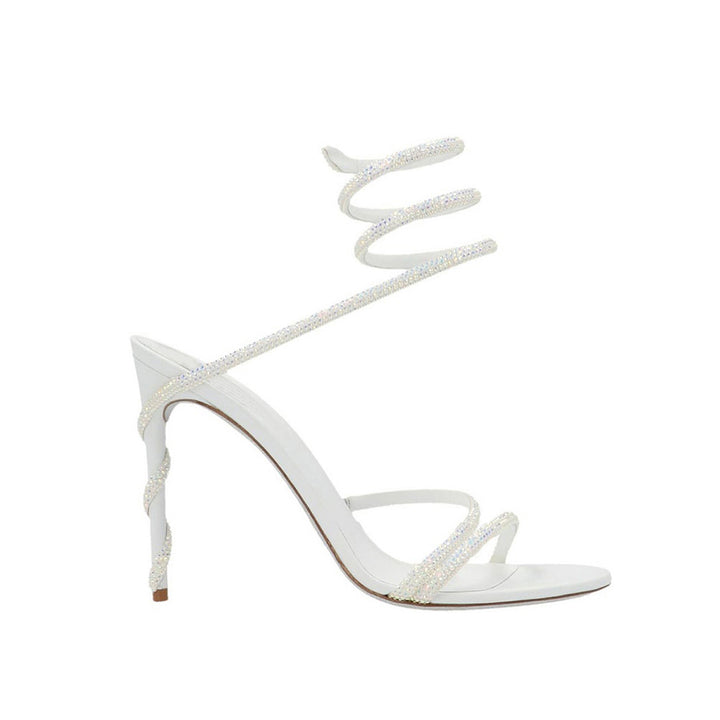 NAVYI Diamante Ankle Wrap High Heel Sandals - 10cm