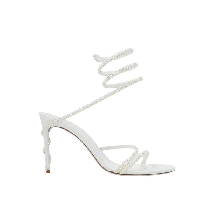 NAVYI Diamante Ankle Wrap Mid Heel Sandals - 8cm