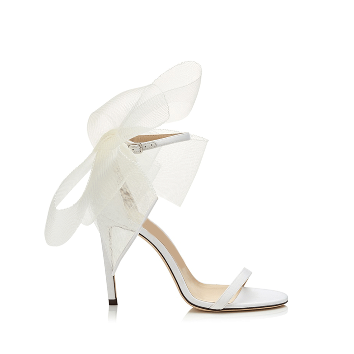 REGON Asymmetric Bow Embellished Satin High Heel Sandals - 10cm
