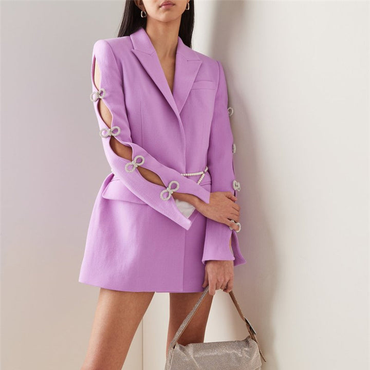 RELNO Diamante Bow Cut Out Blazer