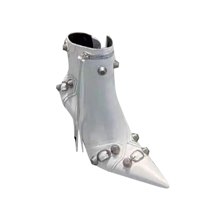 RETHA Studded And Buckled Leather Ankle Boots