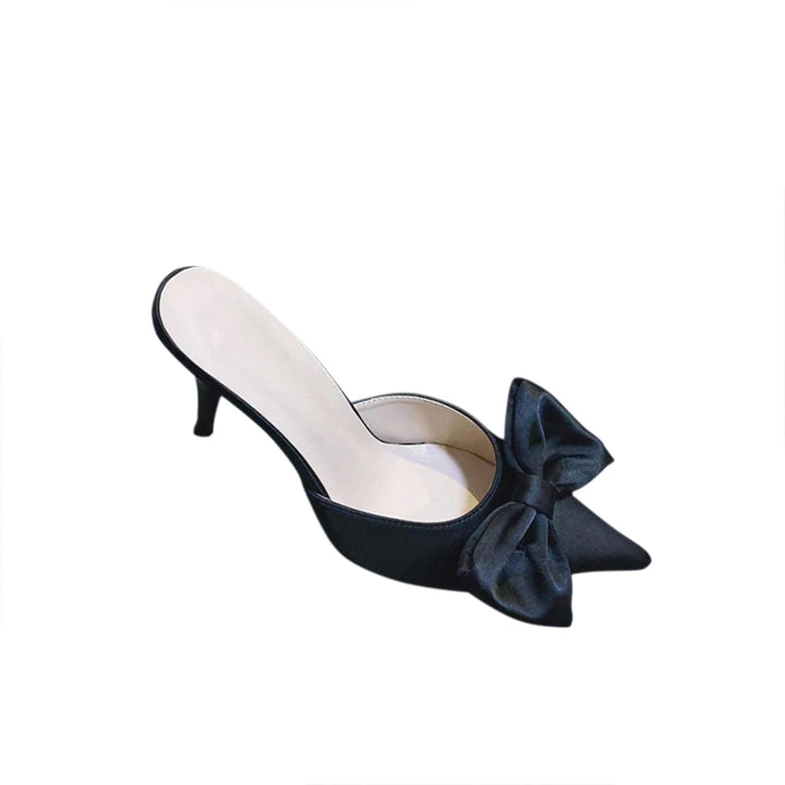 RIETA Bow Embellished Leather Mules Sandals
