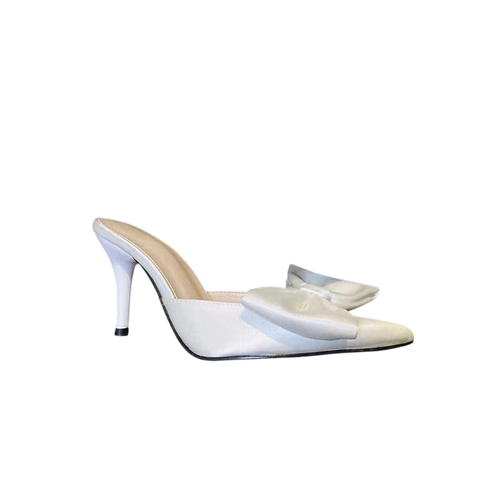 RIETA Bow Embellished Leather Mules Sandals
