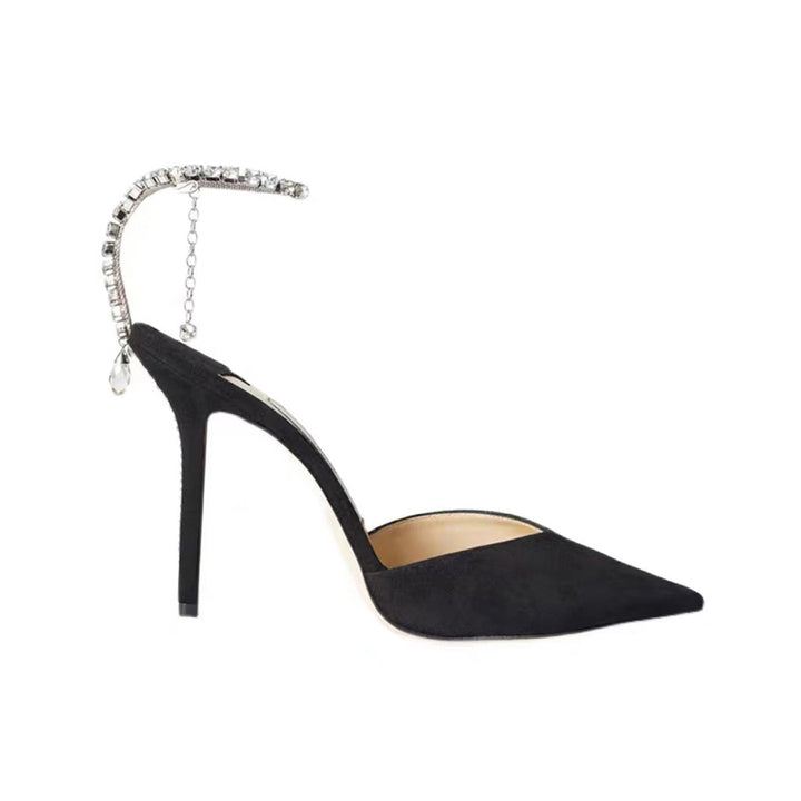 RISIA Ankle Diamante Satin High Heel Sandals - 10cm