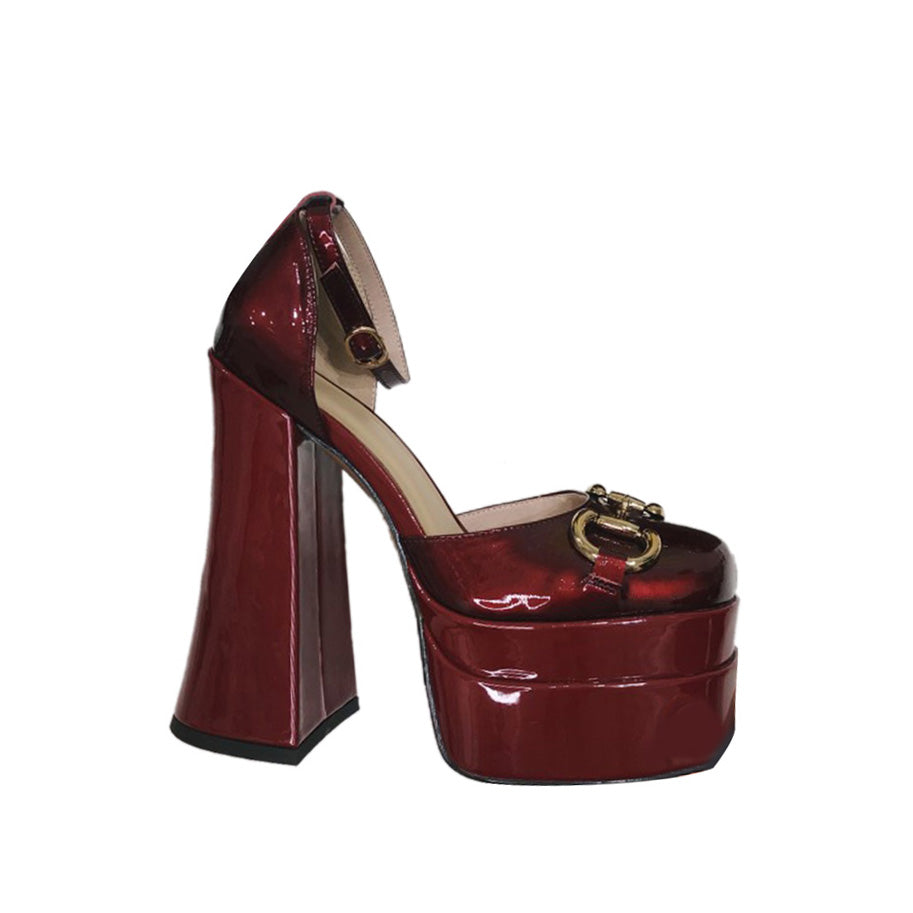 RLKIN Ankle Strap Block Heel Platform Sandals