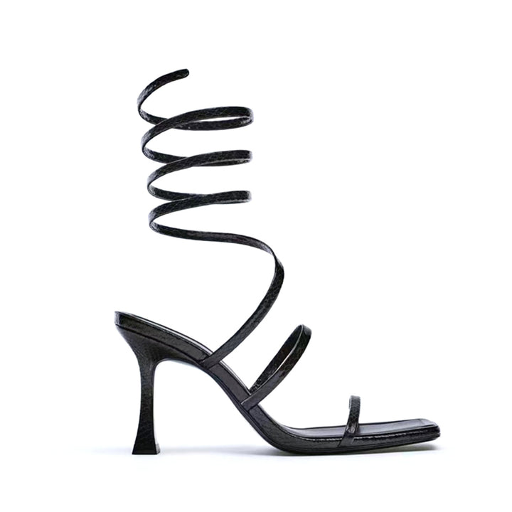 RMOES Ankle Wrap Mid Heel Sandals