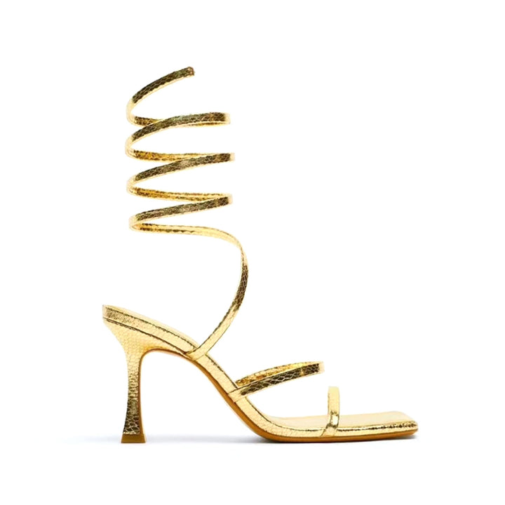 RMOES Ankle Wrap Mid Heel Sandals