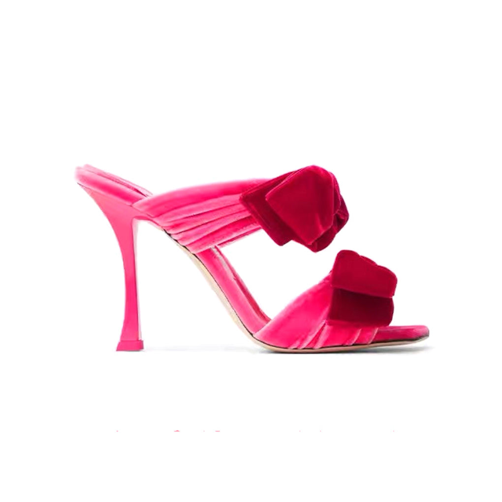RUMTI Bow High Heel Mules Sandals