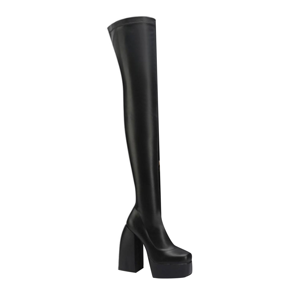 SARUB Block Heel Platform Over The Knee Boots