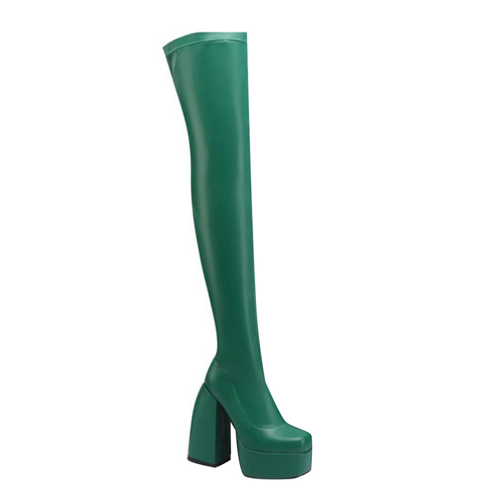 SARUB Block Heel Platform Over The Knee Boots
