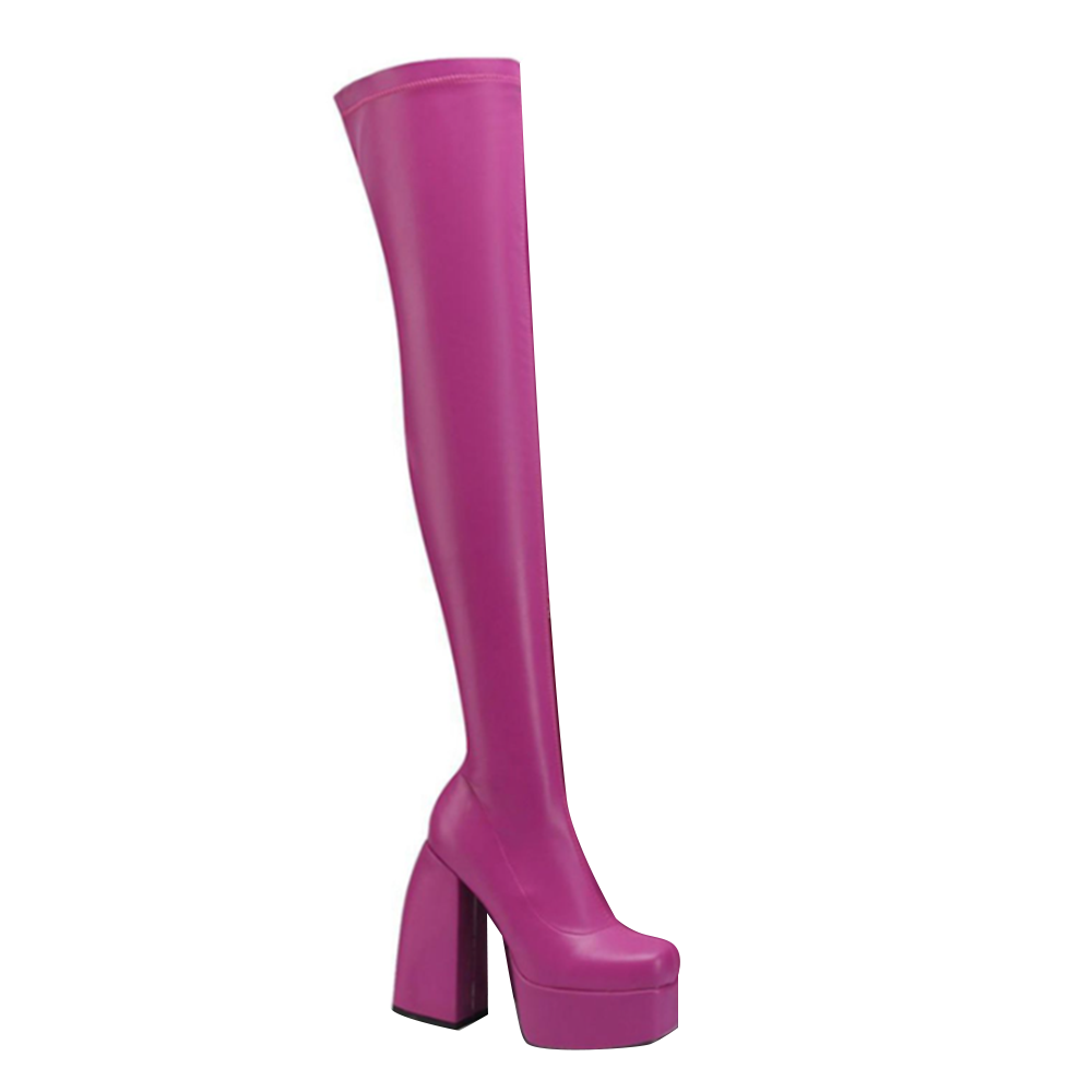 SARUB Block Heel Platform Over The Knee Boots