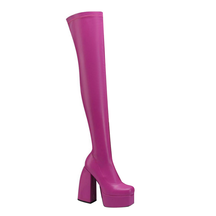 SARUB Block Heel Platform Over The Knee Boots