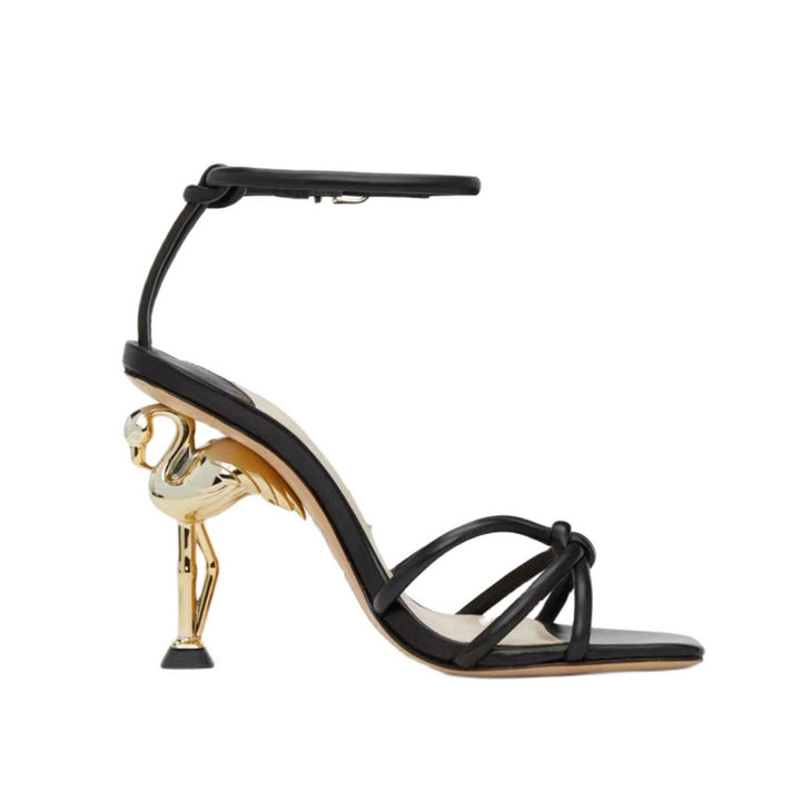 SAUAH Ankle Strap Flamingo Heel Sandals