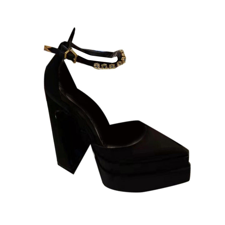 SEUNO Ankle Strap Block Heel Platform Sandals