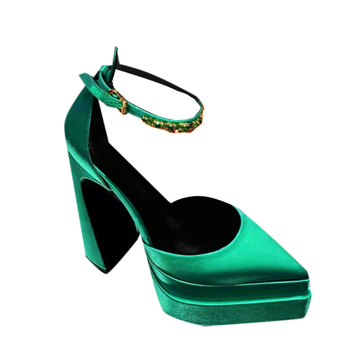SEUNO Ankle Strap Block Heel Platform Sandals