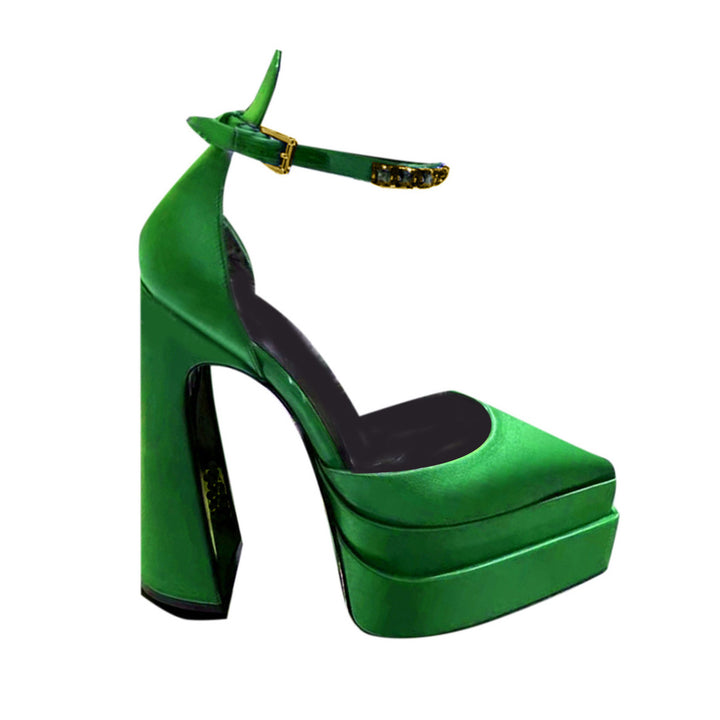 SEUNO Ankle Strap Block Heel Platform Sandals