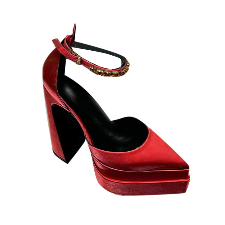 SEUNO Ankle Strap Block Heel Platform Sandals