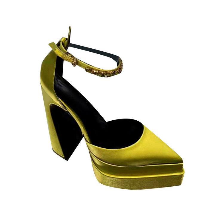 SEUNO Ankle Strap Block Heel Platform Sandals