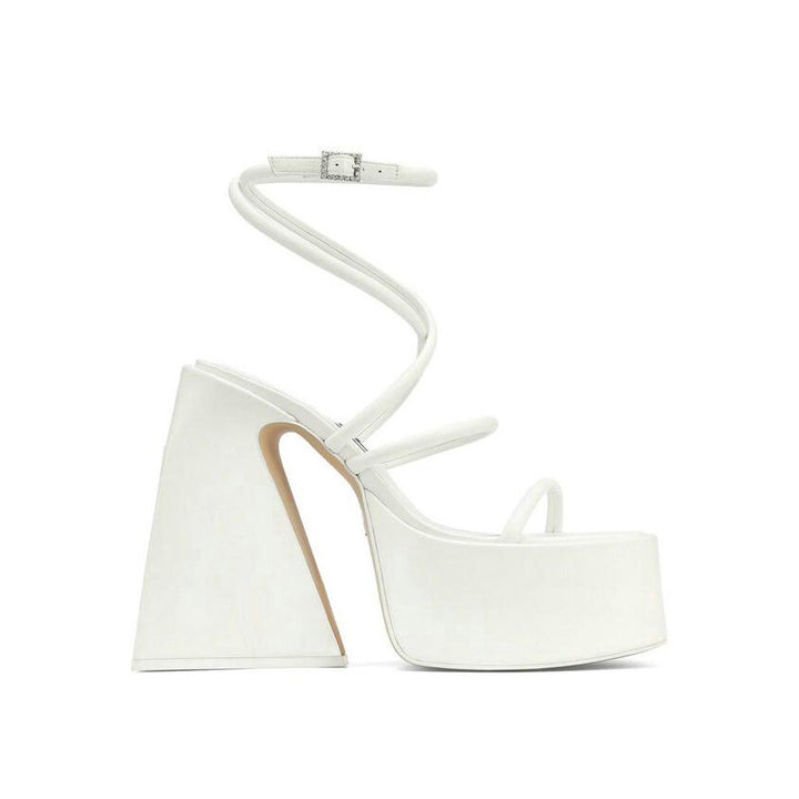 SNIRA Ankle Strap Block Heel Platform Sandals