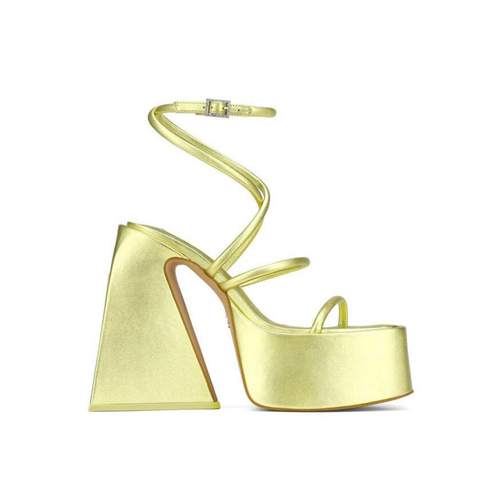 SNIRA Ankle Strap Block Heel Platform Sandals