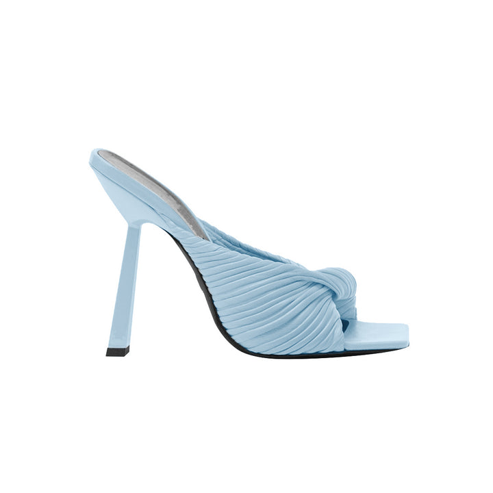 SOKIA Fold Detailed Leather High Heel Mules Sandals - 9cm
