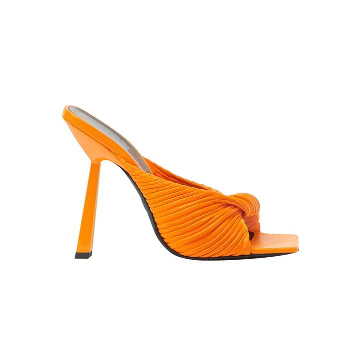 SOKIA Fold Detailed Leather High Heel Mules Sandals - 9cm