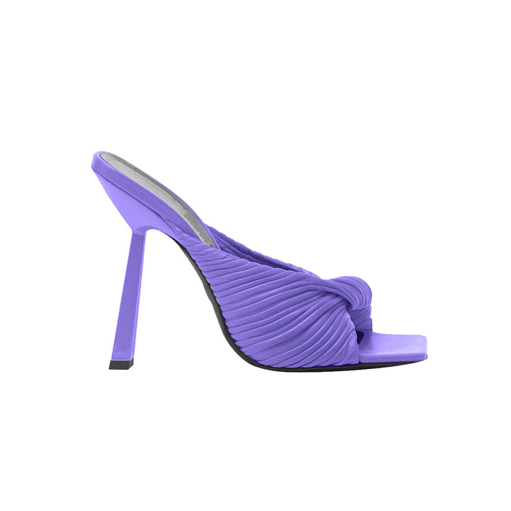 SOKIA Fold Detailed Leather High Heel Mules Sandals - 9cm