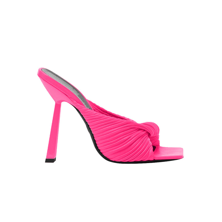 SOKIA Fold Detailed Leather High Heel Mules Sandals - 9cm