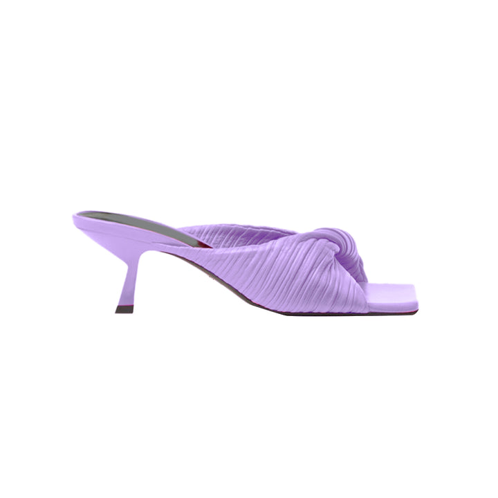 SOKIA Fold Detailed Leather Mid Heel Mules Sandals - 6cm