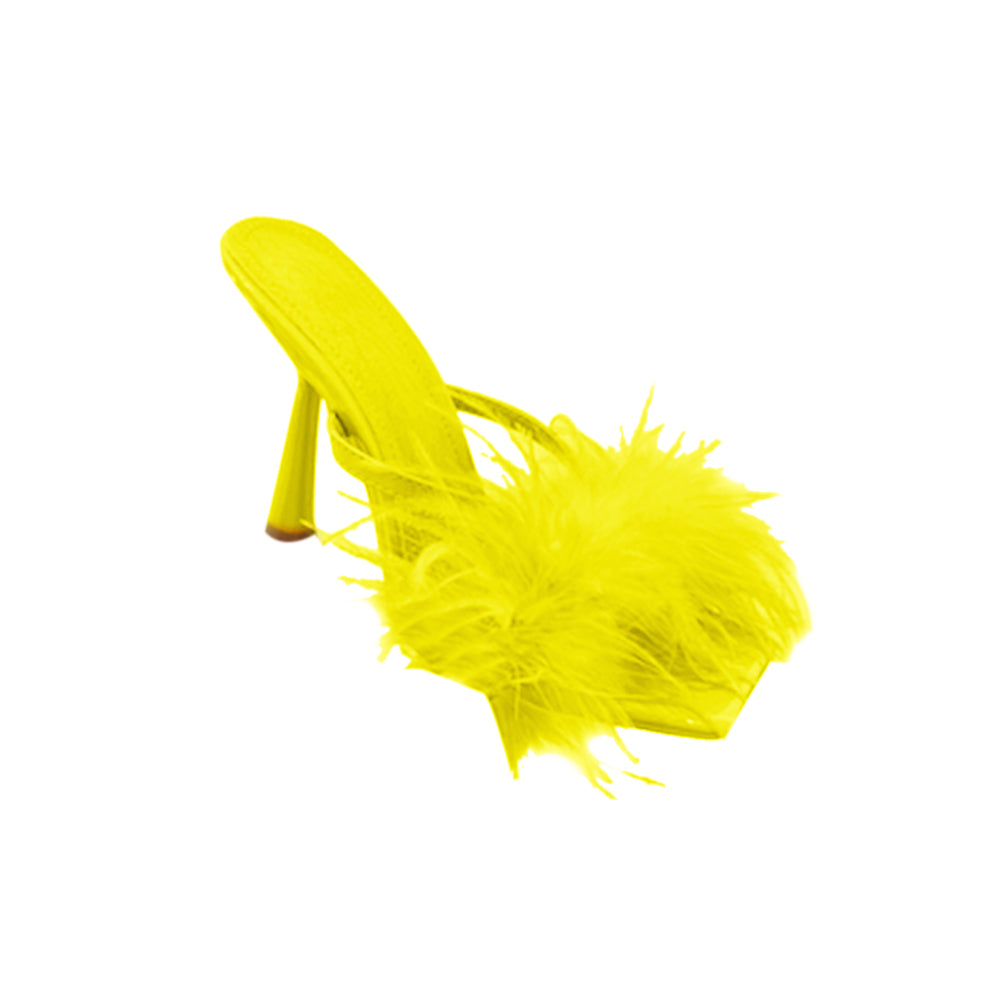 Yellow best sale fur sandals