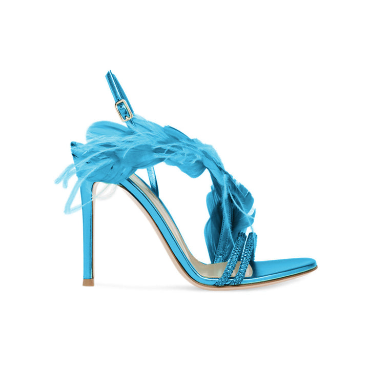 SUNIE Feather And Damante High Heel Sandals - 9.5cm