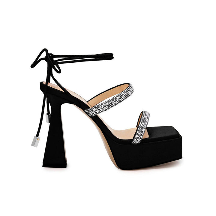 UNLEV Diamante Lace Up Platform Sandals