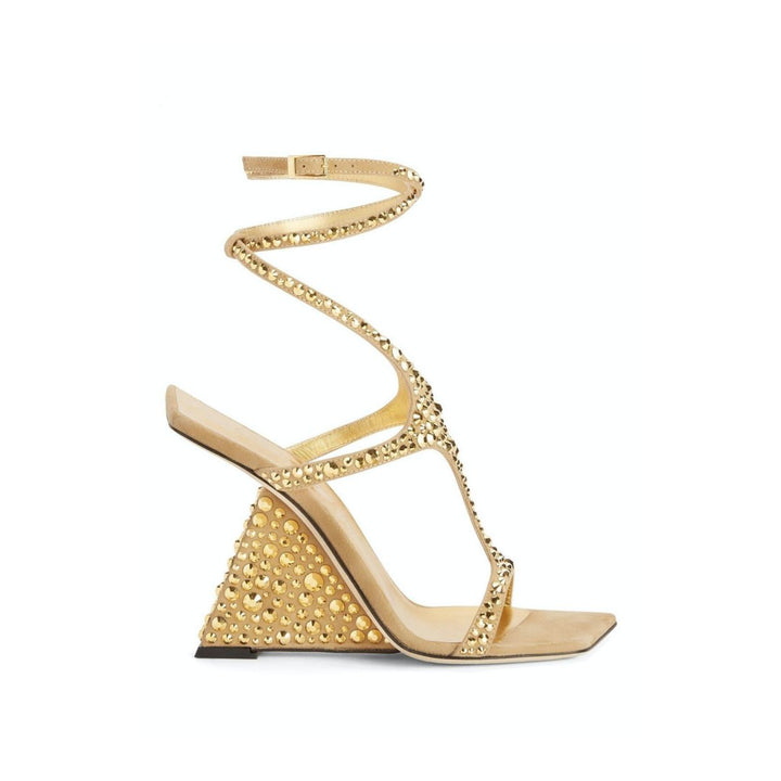 VALRU Diamante Ankle Strap Wedged Heel Sandals