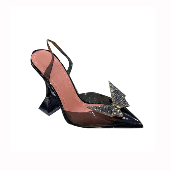 VATOE Diamante Butterfly PVC High Heel Sandals - 9cm