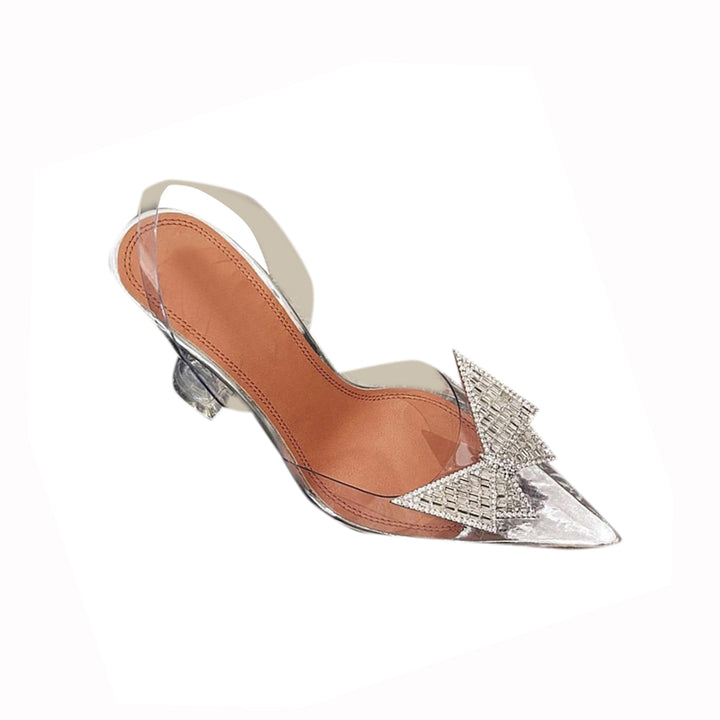 VATOE Diamante Butterfly PVC High Heel Sandals - 9cm