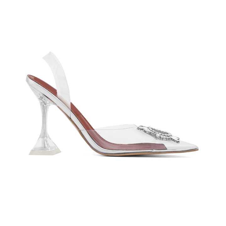 VATOE Diamante Transparent PVC High Heel Naked Sandals - 9cm - ithelabel.com