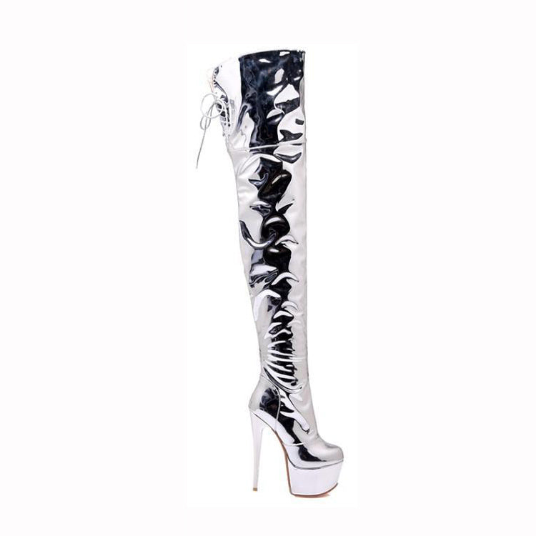 Silver VIEKA Stiletto High Heel Over The Knee Platform Boots i