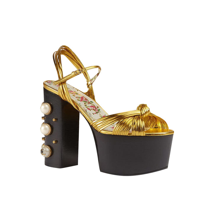 VIVAE Pearl Embellished Platform Sandals