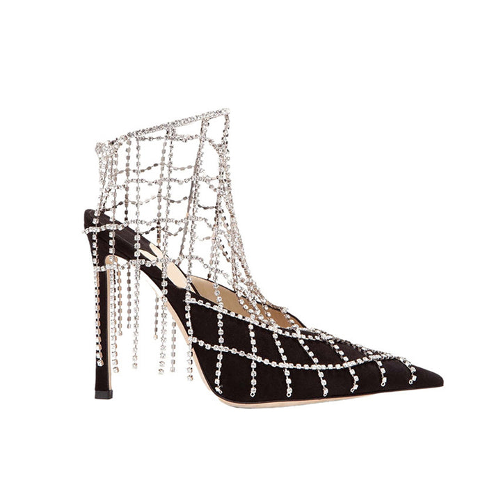 XENAL Diamante Fringed High Heel Sandals - 9cm