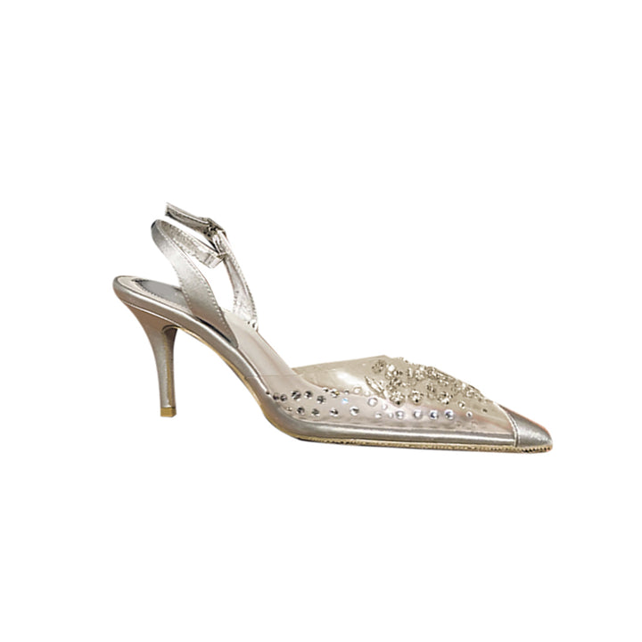 YIKON Diamante PVC Mid Heel Sandals - 6.5cm