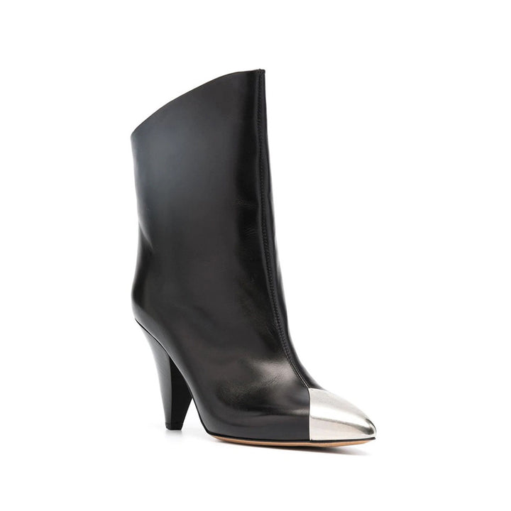 CARIF Metal Plated Leather Ankle Boots