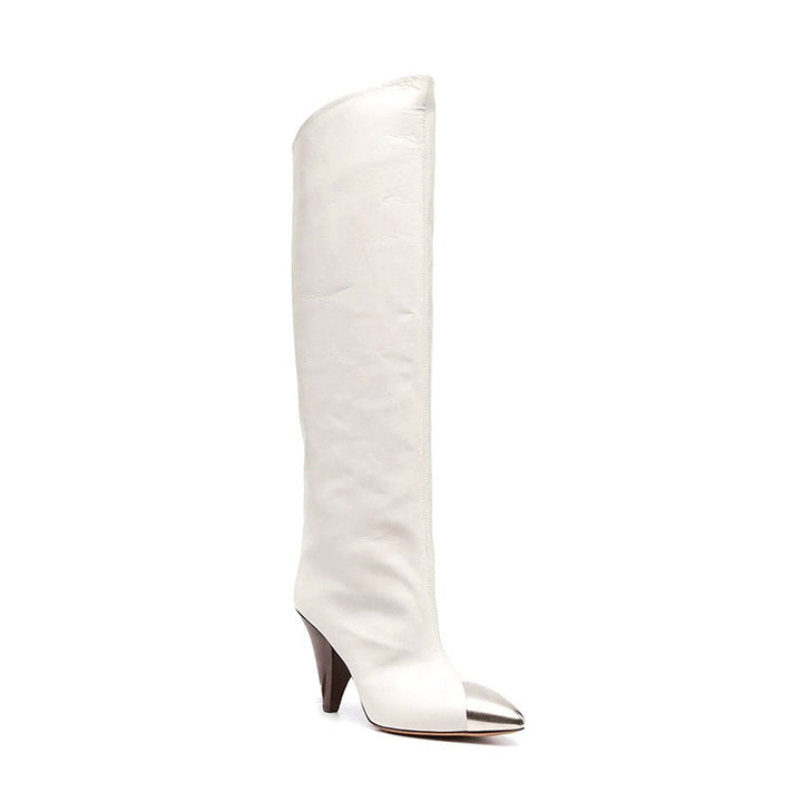 CARIF Metal Plated Leather Knee High Boots