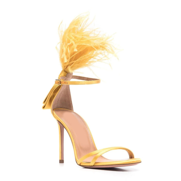 DEARI Feather Mid Heel Sandals - 7.5cm